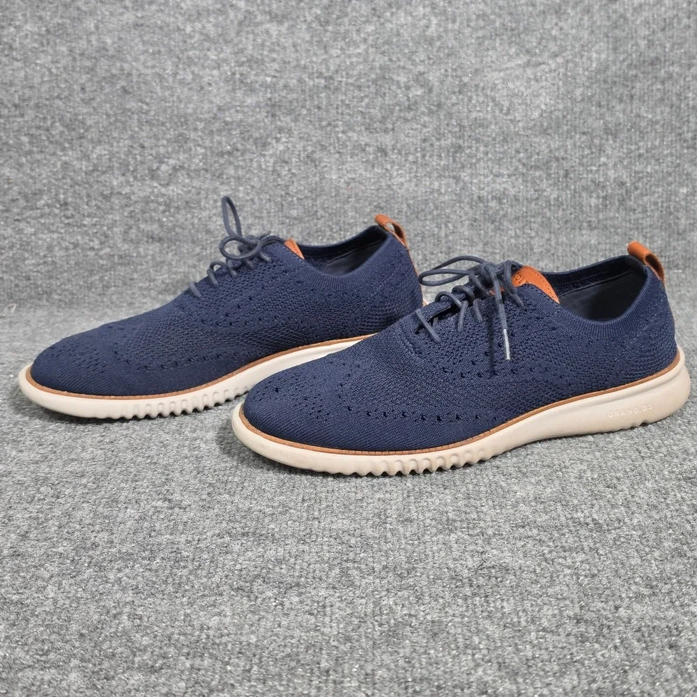 Cole Haan Zerogrand Stitchlite Oxford Navy Blue Wingtip Shoes C27569 Mens 9.5 M